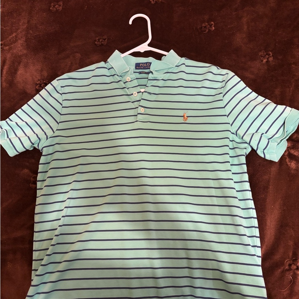 Ralph Lauren Men's Aqua Striped Polo Shirt